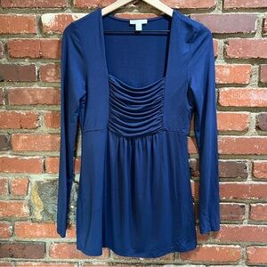 Boston Proper women's Navy long sleeve‎ top size medium stretchy comfortable